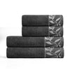 Combed Cotton Jacquard Towel - Black