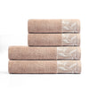Combed Cotton Jacquard Towels Pack of 2 & 4- Beige