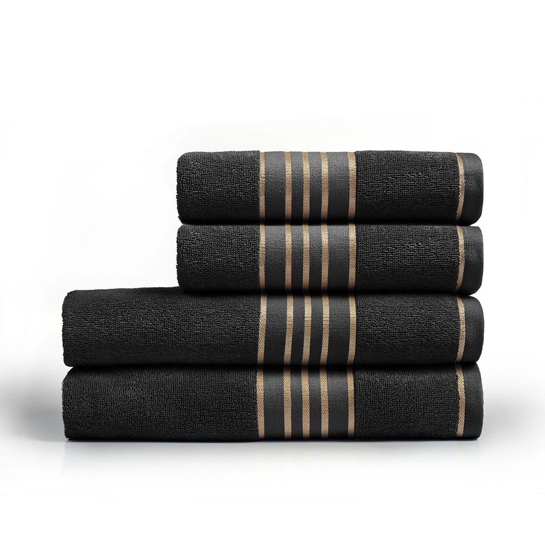 Combed Cotton Black Towel Set