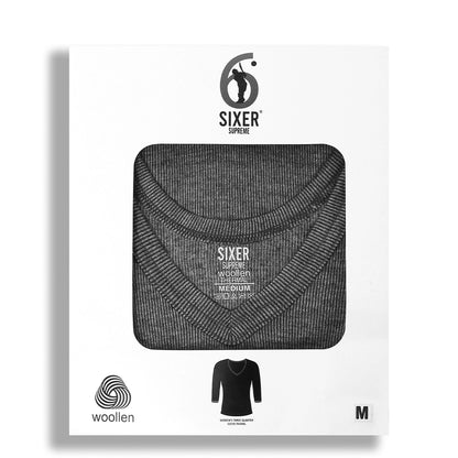 Women's 3/4 Sleeves Woollen Thermal - Grey