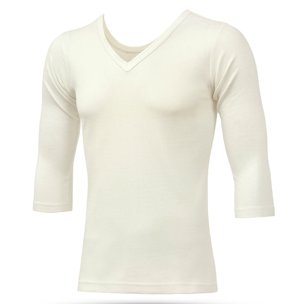 Women's 3/4 Sleeves Woollen Thermal - Off White