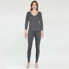 Women's 3/4 Sleeves Woollen Thermal 2 Pc Set - Grey