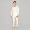 Men's Long Sleeves Woollen Thermal 2 Pc Set -Off White