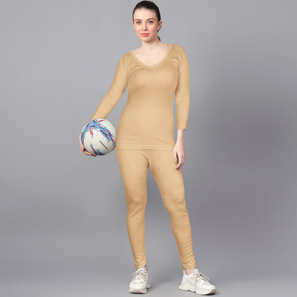 Women's 3/4 Sleeves Warmer 2 Pc Set-Skin